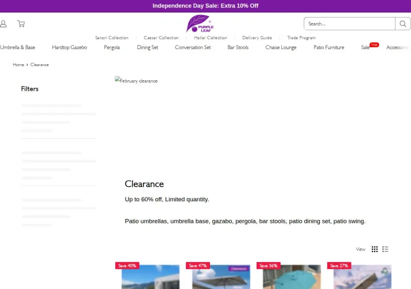 Schermata della pagina offerta di purpleleaf.it