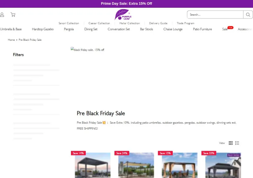 Schermata della pagina offerta di purpleleaf.it