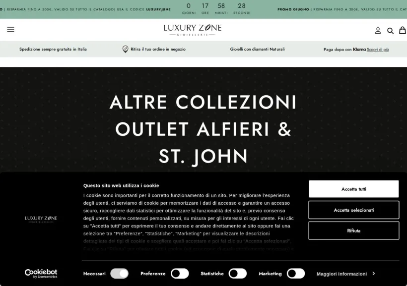 Schermata della pagina offerta di Luxury Zone