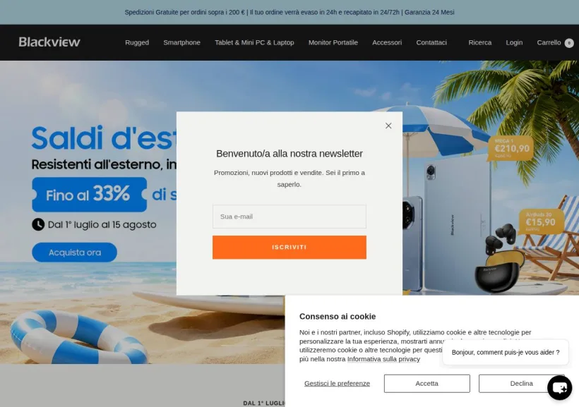 Schermata della pagina offerta di Blackview