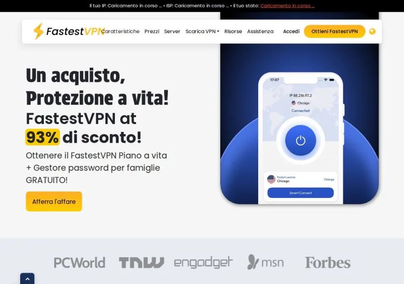 Schermata della pagina offerta di Fast Technology Limited