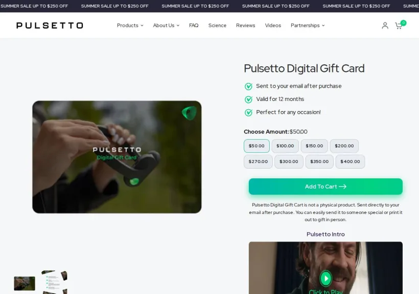 Schermata della pagina offerta di Pulsetto