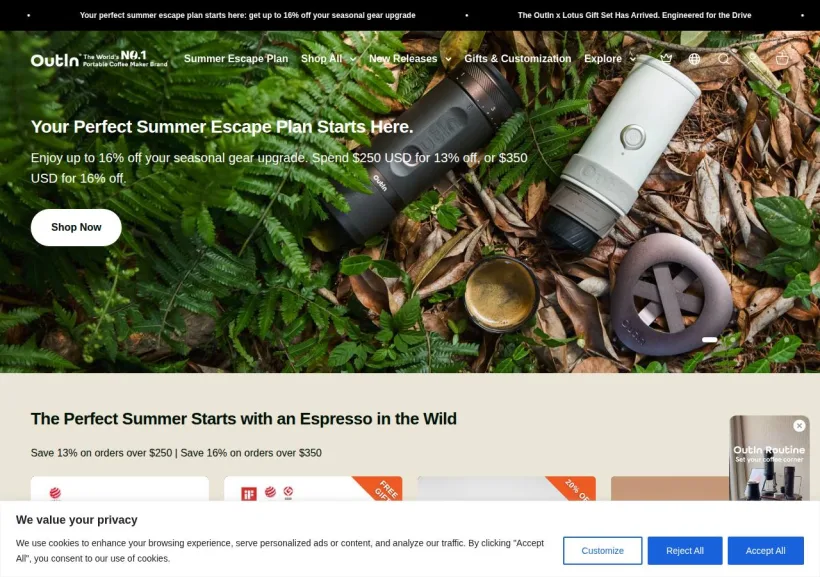 Schermata della pagina offerta di OutIn