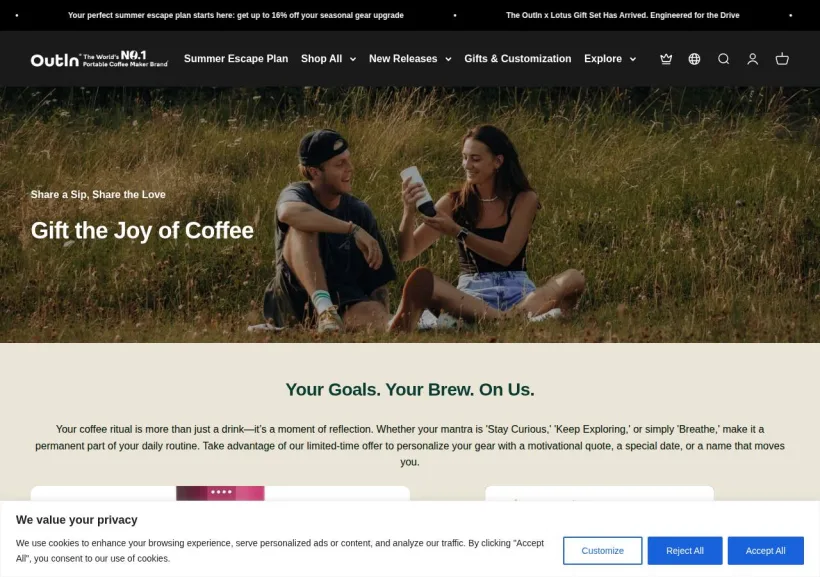Schermata della pagina offerta di OutIn