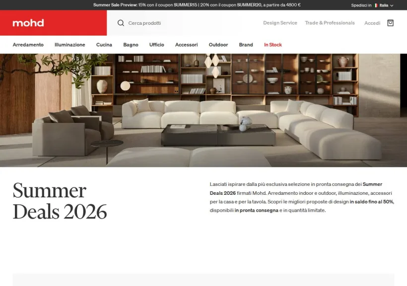 Schermata della pagina offerta di MOHD