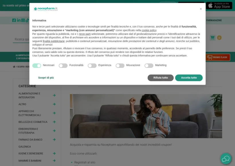 Schermata della pagina offerta di Nocepharm