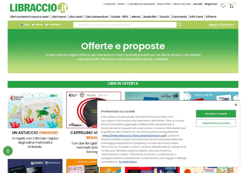 Schermata della pagina offerta di Libraccio