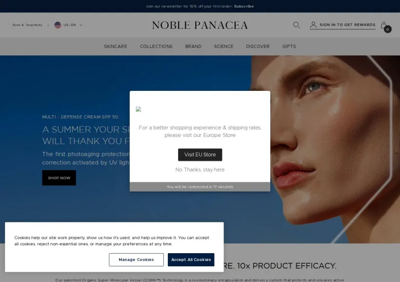 Schermata della pagina offerta di Noble Panacea