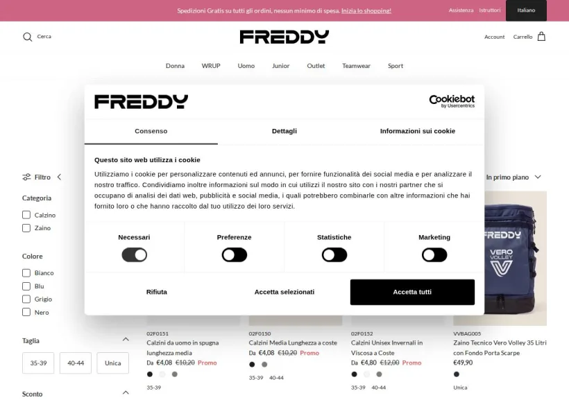 Schermata della pagina offerta di Freddy
