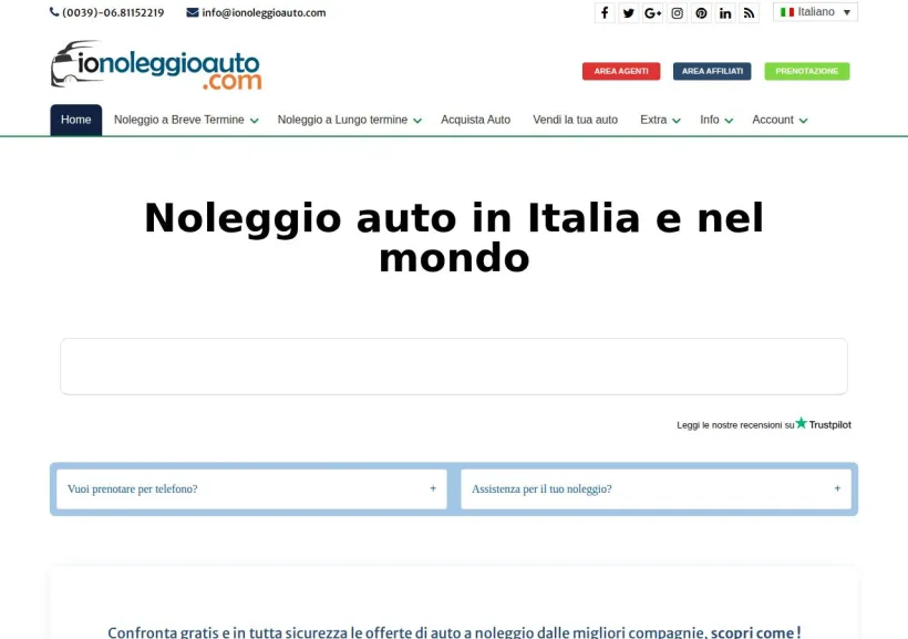 Schermata della pagina offerta di Ionoleggioauto