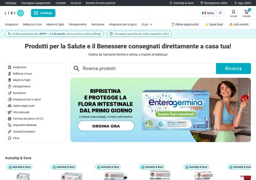 Schermata della pagina offerta di Liki 24
