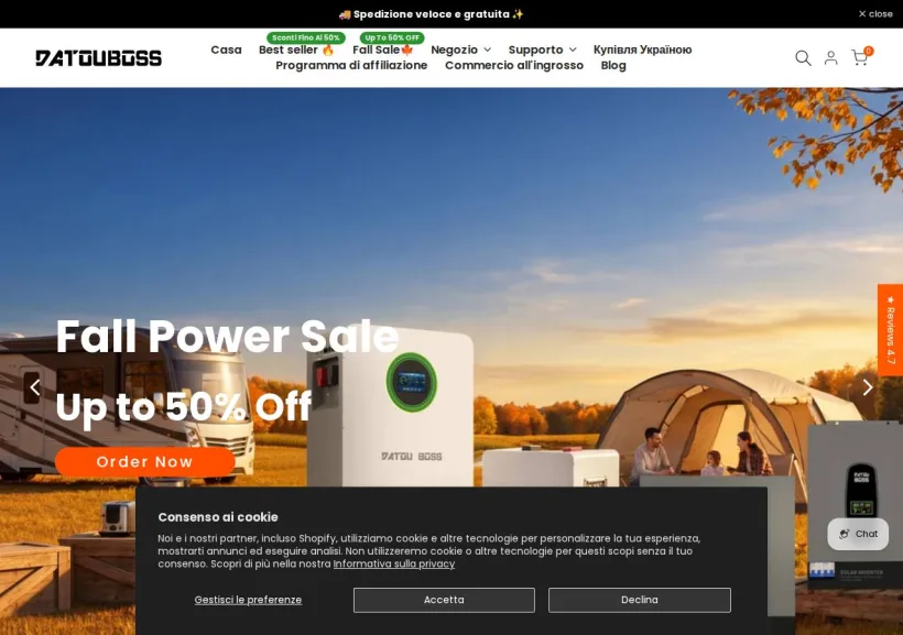 Schermata della pagina offerta di Datouboss