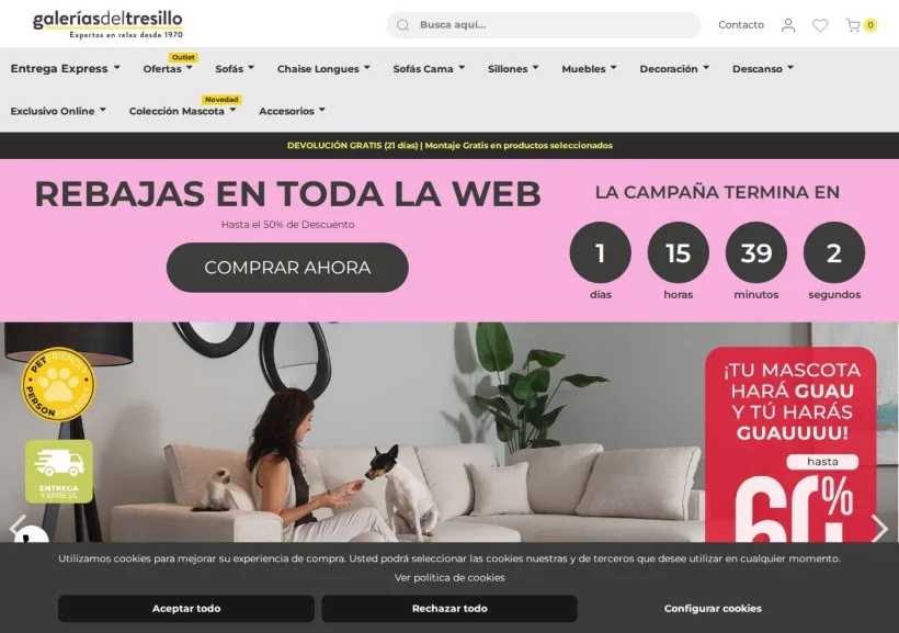 Schermata della pagina offerta di Galerias del Tresillo