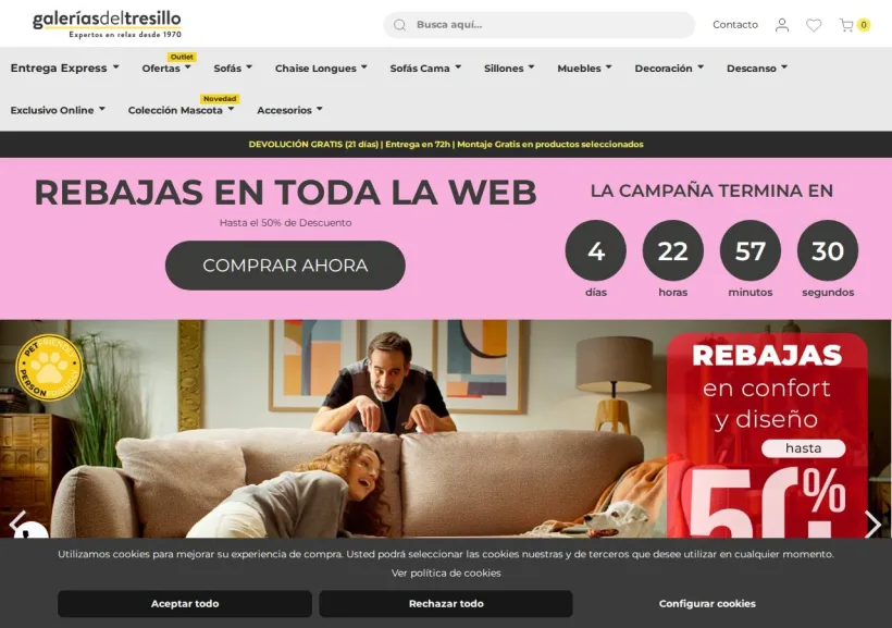 Schermata della pagina offerta di Galerias del Tresillo