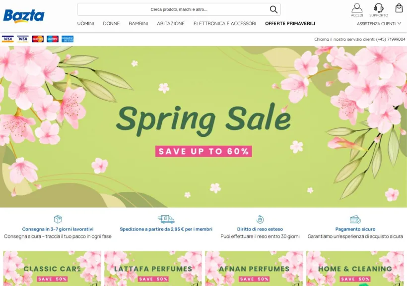 Schermata della pagina offerta di Bazta