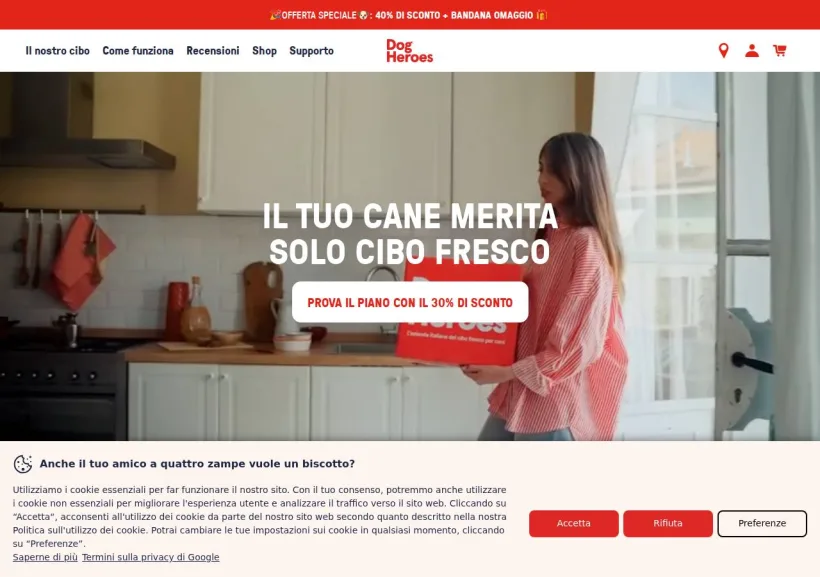 Schermata della pagina offerta di Dog Heroes