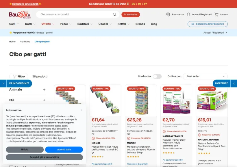 Schermata della pagina offerta di Bauzaar