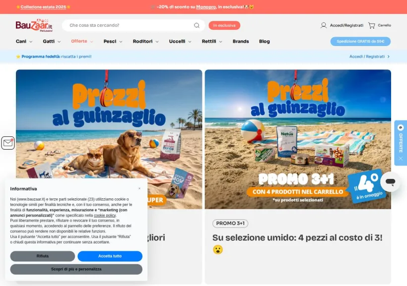 Schermata della pagina offerta di Bauzaar