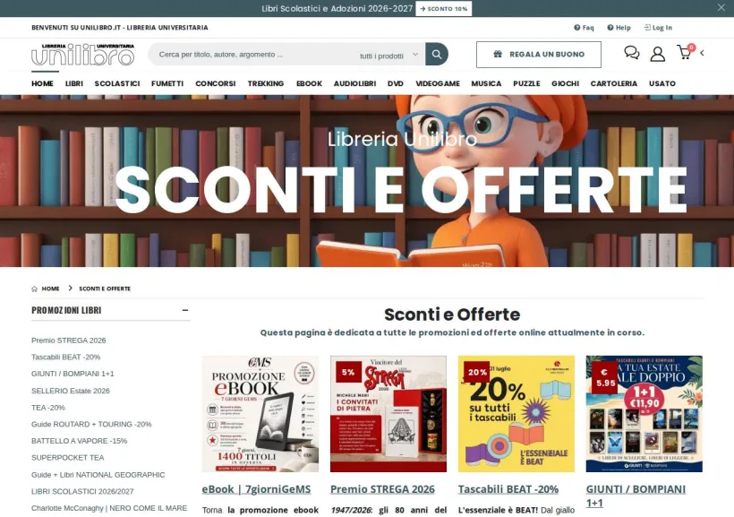 Schermata della pagina offerta di Unilibro