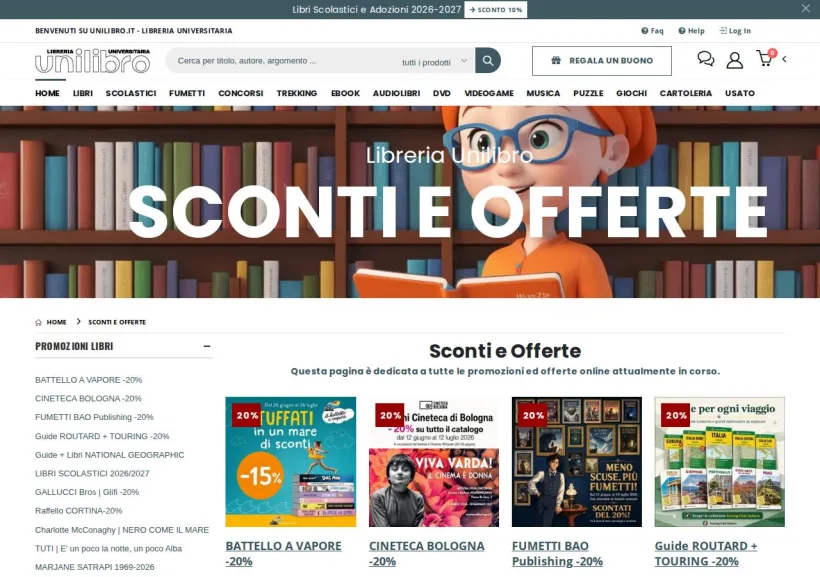 Schermata della pagina offerta di Unilibro