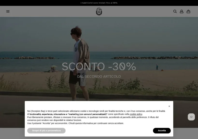 Schermata della pagina offerta di Scorpion Bay