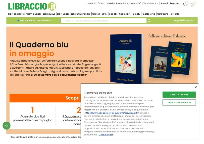 Schermata della pagina offerta di Libraccio