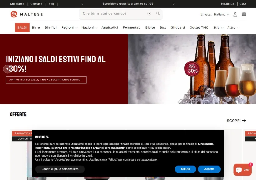 Schermata della pagina offerta di Maltese