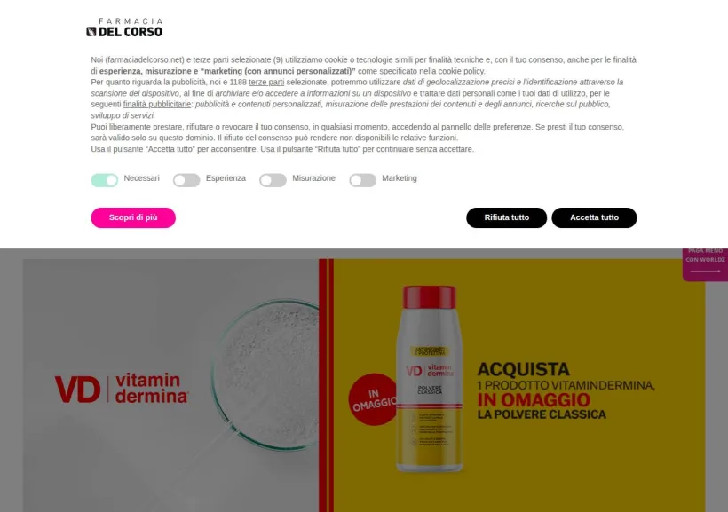 Schermata della pagina offerta di Farmacia del Corso