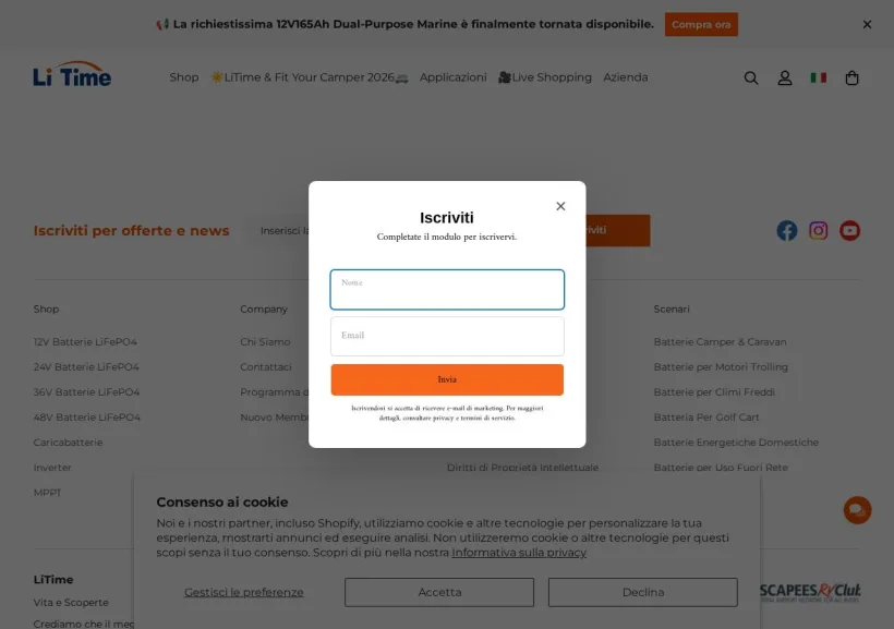 Schermata della pagina offerta di LiTime