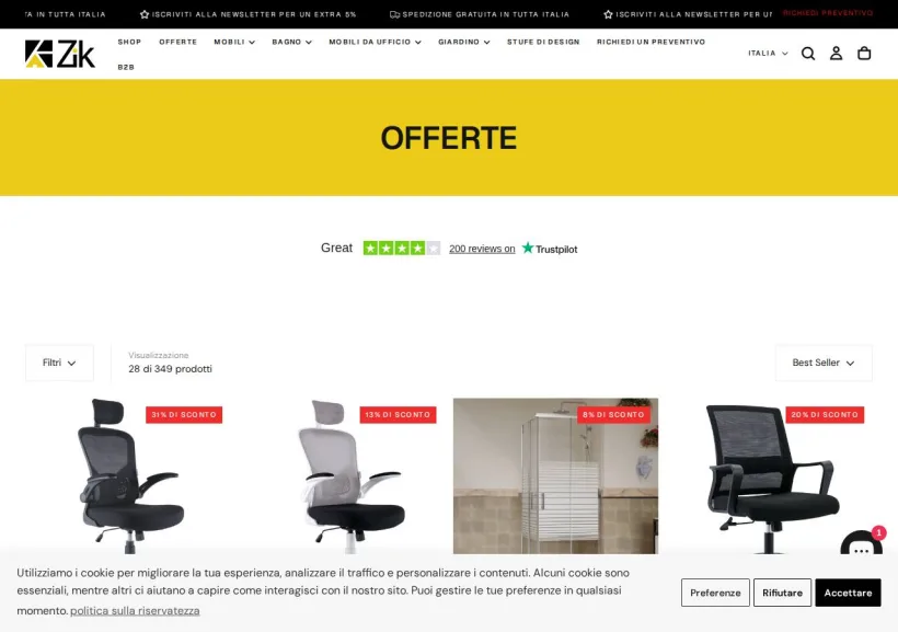 Schermata della pagina offerta di Zik Home
