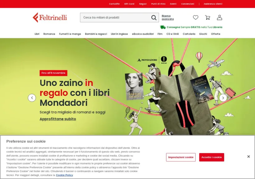 Schermata della pagina offerta di La Feltrinelli