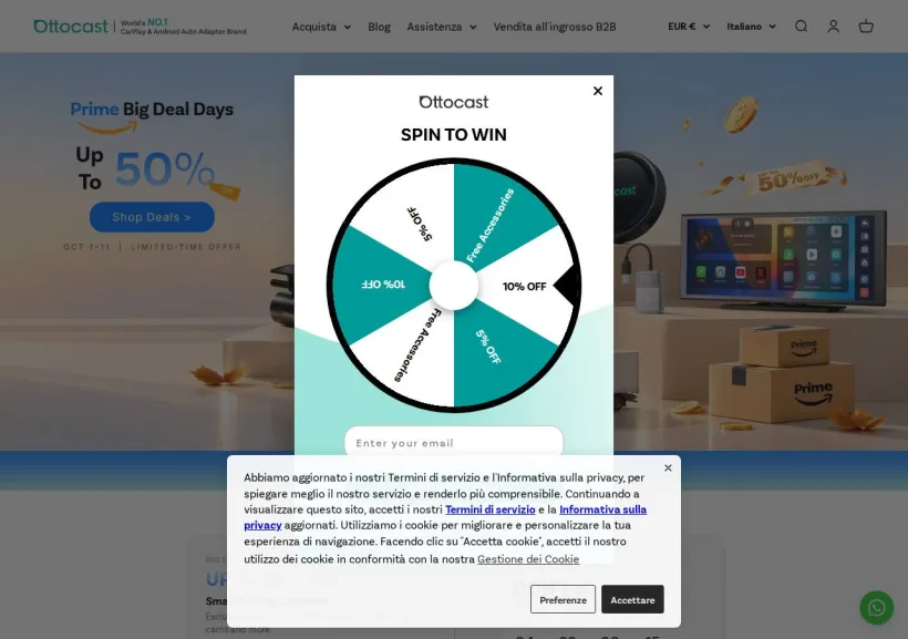 Schermata della pagina offerta di Ottocast