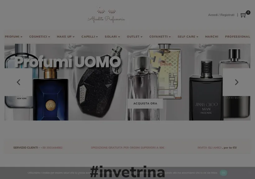 Schermata della pagina offerta di Afrodite Profumeria