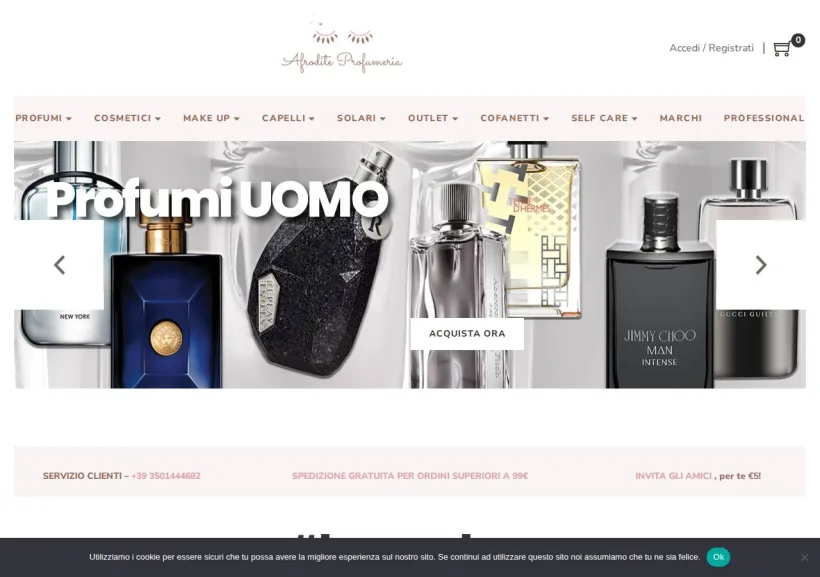 Schermata della pagina offerta di Afrodite Profumeria