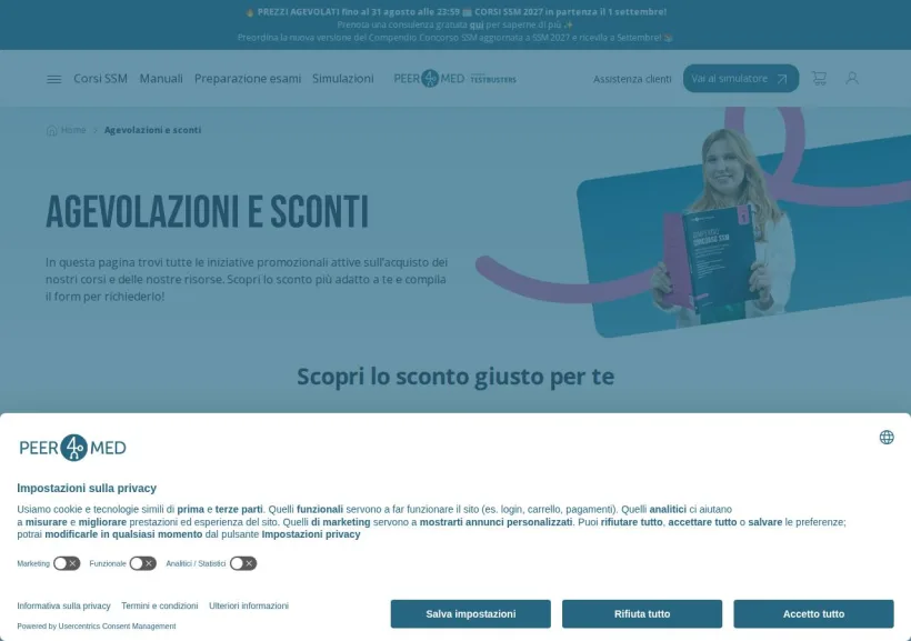 Schermata della pagina offerta di Peer4Med