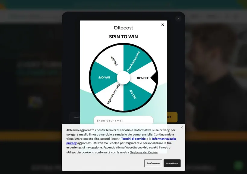 Schermata della pagina offerta di Ottocast