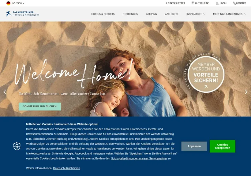 Schermata della pagina offerta di Falkensteiner