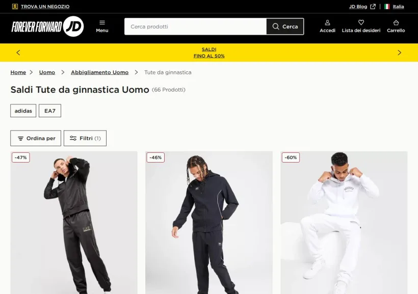 Schermata della pagina offerta di JD Sports