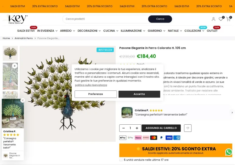 Schermata della pagina offerta di Key home store