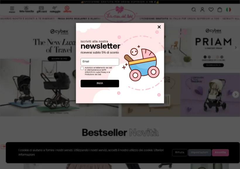 Schermata della pagina offerta di La Casa del Bebè