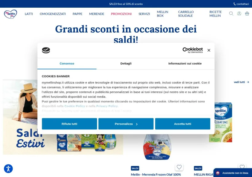 Schermata della pagina offerta di My Mellin shop