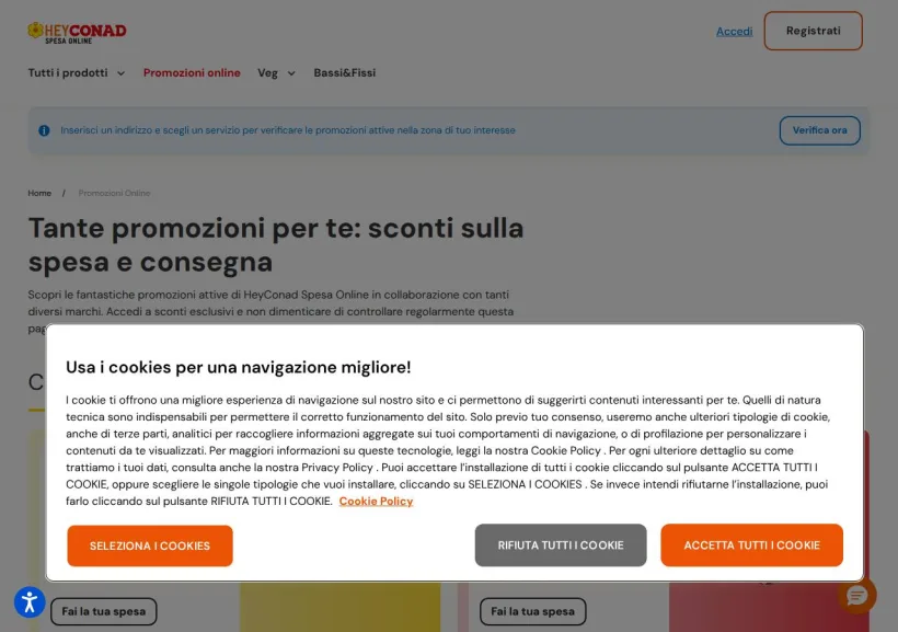 Schermata della pagina offerta di Conad
