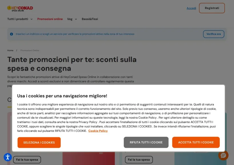 Schermata della pagina offerta di Conad