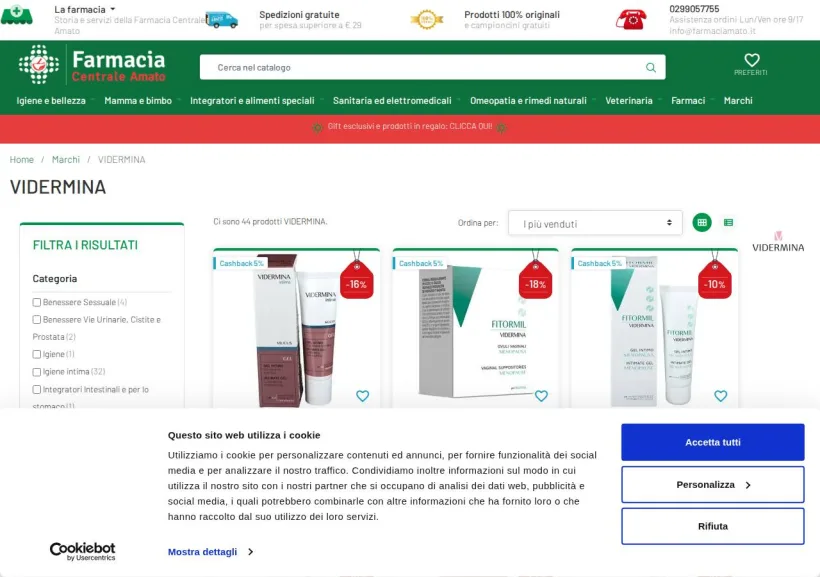 Schermata della pagina offerta di Farmacia Amato