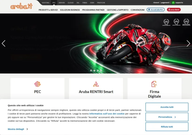 Schermata della pagina offerta di Aruba Pec - Fatturazione Elettronica