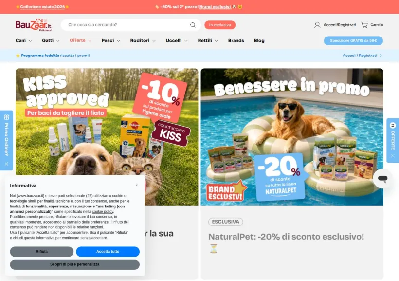 Schermata della pagina offerta di Bauzaar