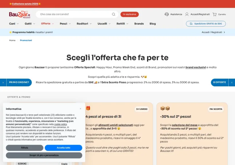 Schermata della pagina offerta di Bauzaar
