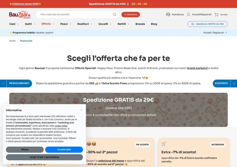 Schermata della pagina offerta di Bauzaar
