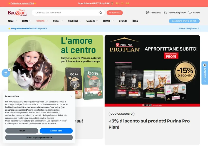 Schermata della pagina offerta di Bauzaar