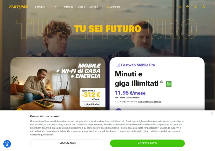 Schermata della pagina offerta di Fastweb